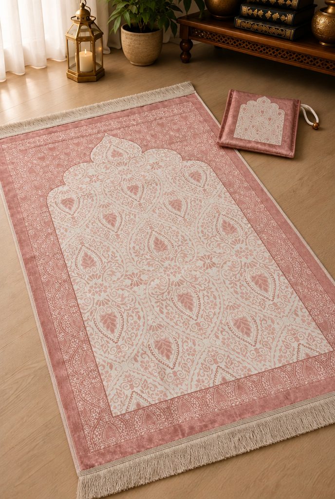 İpek kadife seccade – Pembe