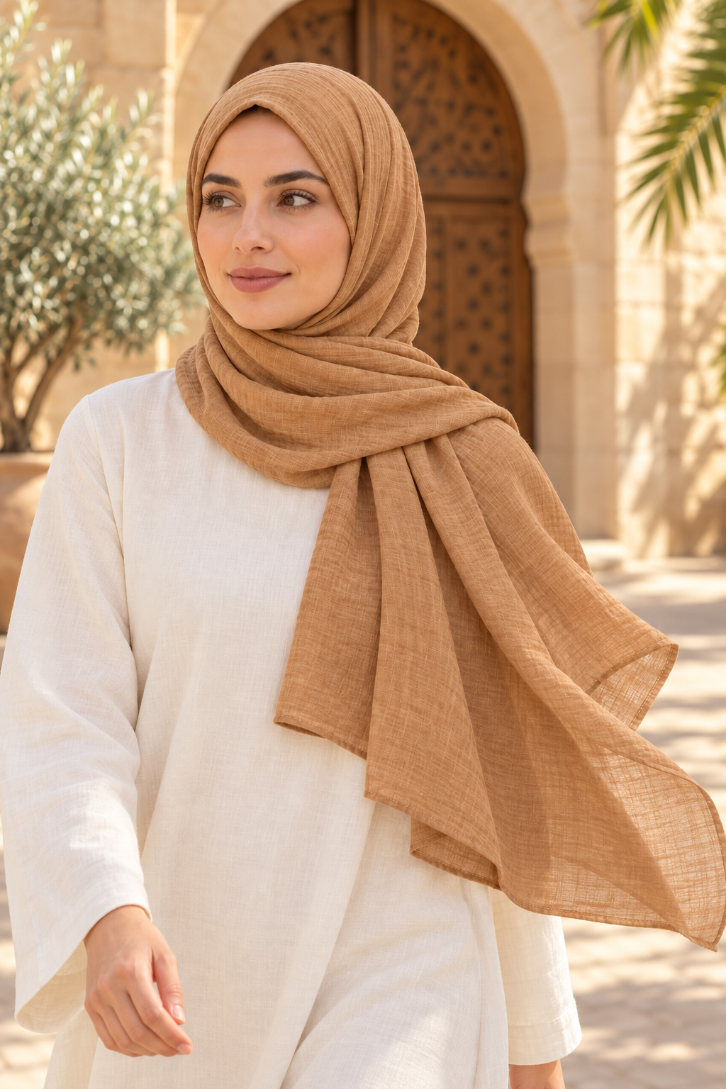 Sahrâ müslin şal, camel – yürürken