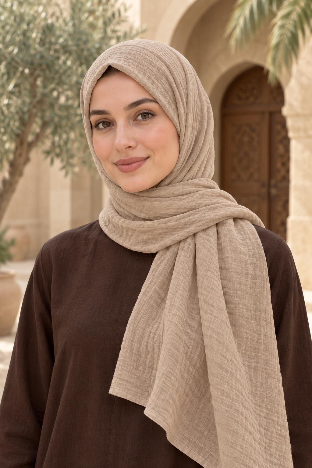 Mina müslin şal, taş – portre