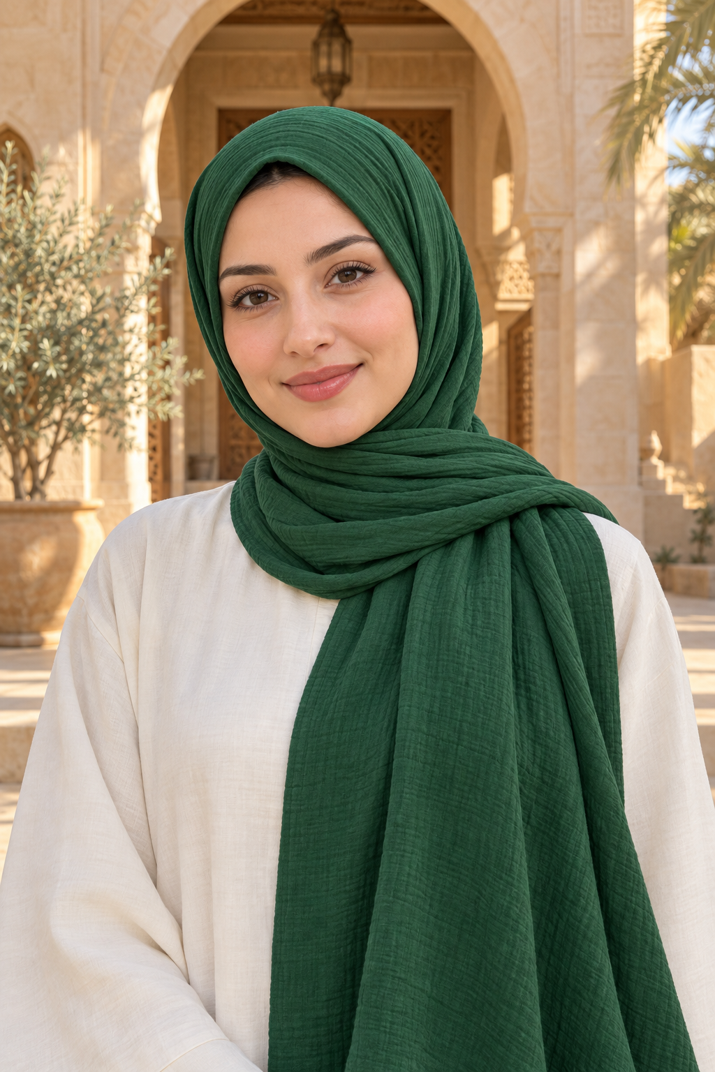 Ravza müslin şal, yeşil – portre