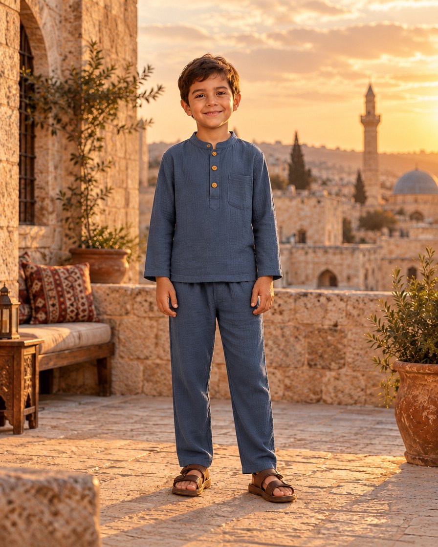 Sehâb çocuk müslin takım mavi