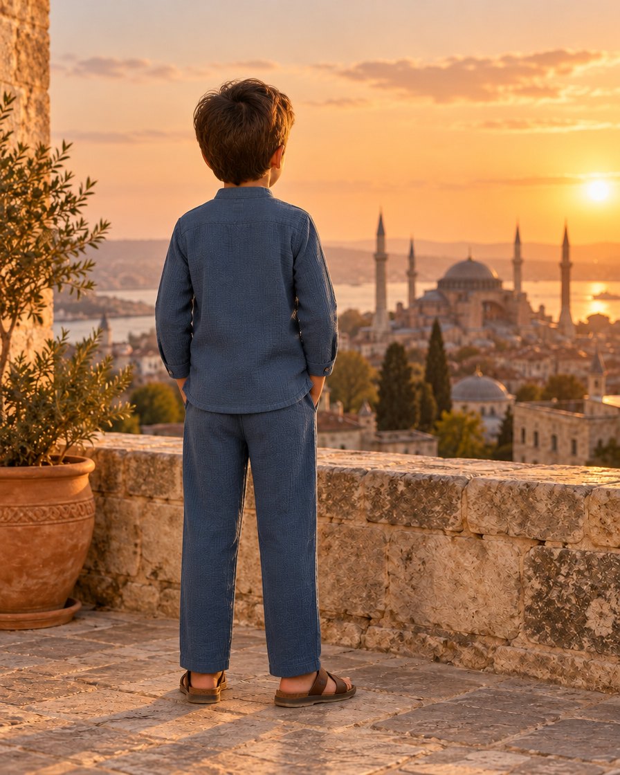 Sehâb çocuk müslin takım mavi