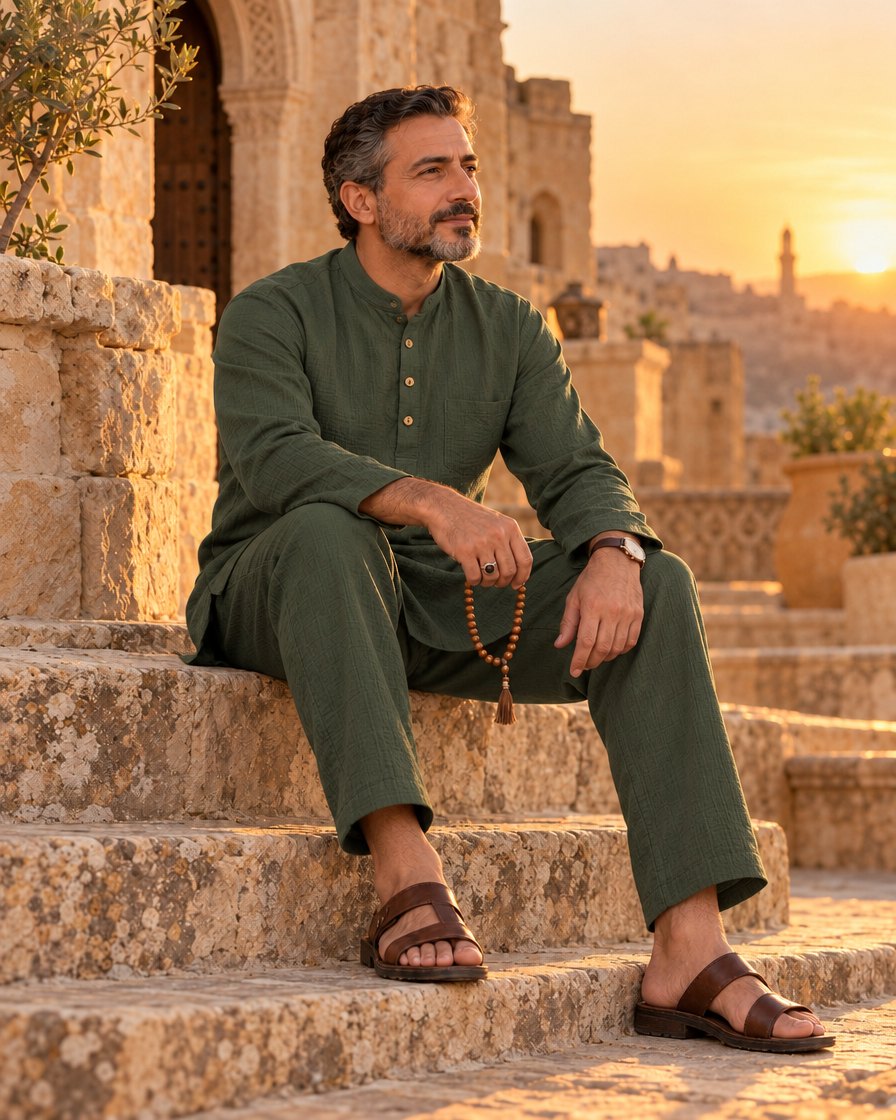 Zeytûn erkek umre takımı haki