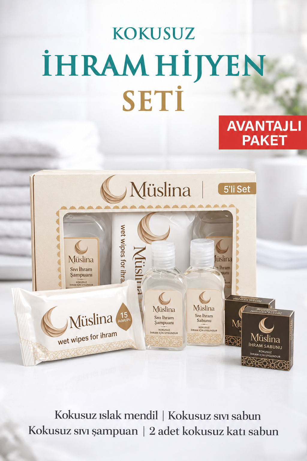 Kokusuz İhram Hijyen Seti – 5 Parça